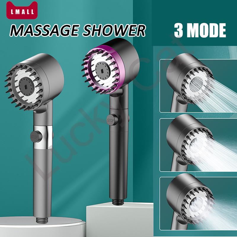  SG STOCK Kit 4 In 1 Massage Shower Head 3 Mode High Pressure Water Saving Showerhead with Filter Cotton Core Bathroom 