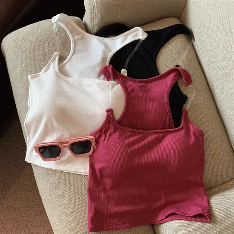Invisible straps with bra pads and tank tops for women