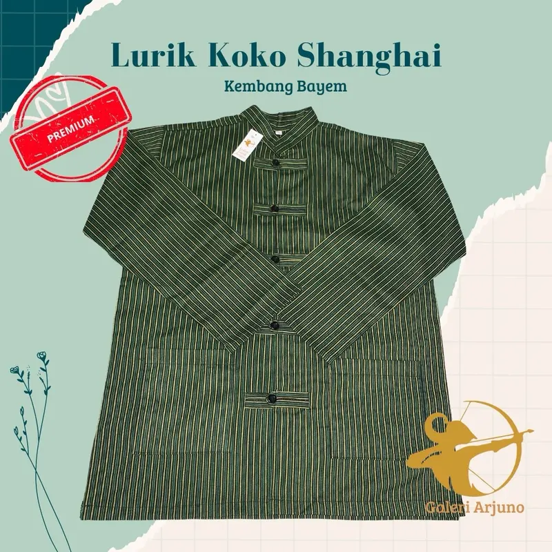 [Premium] Baju Lurik Koko Shanghai  // pakaian tradisional pria // Asli Lurik Halus // Asli Produk Galeri Arjuno // atasan tradisional // baju adat // lurik hijau kembang bayem // Baju Lurik Adat Pria // Baju muslim // Baju lebaran // Lurik termurah 1