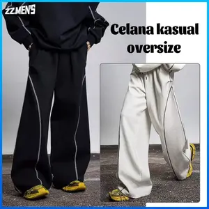 Celana casual style Baggy sweatpant y2k Celana loose pants cowok Unisex baggy Loosefit Desain jahitan garis yang unik Kain yang nyaman Sweatpants loose fit Relaxedpants Celana panjang pria Celana kulot pria dewasa
