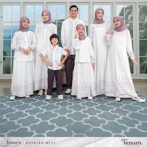 Tenara Russian Mist - Sarimbit Terbaru Seply 2026  Gamis Muslim Keluarga Couple Lebaran Pasangan Dewasa
