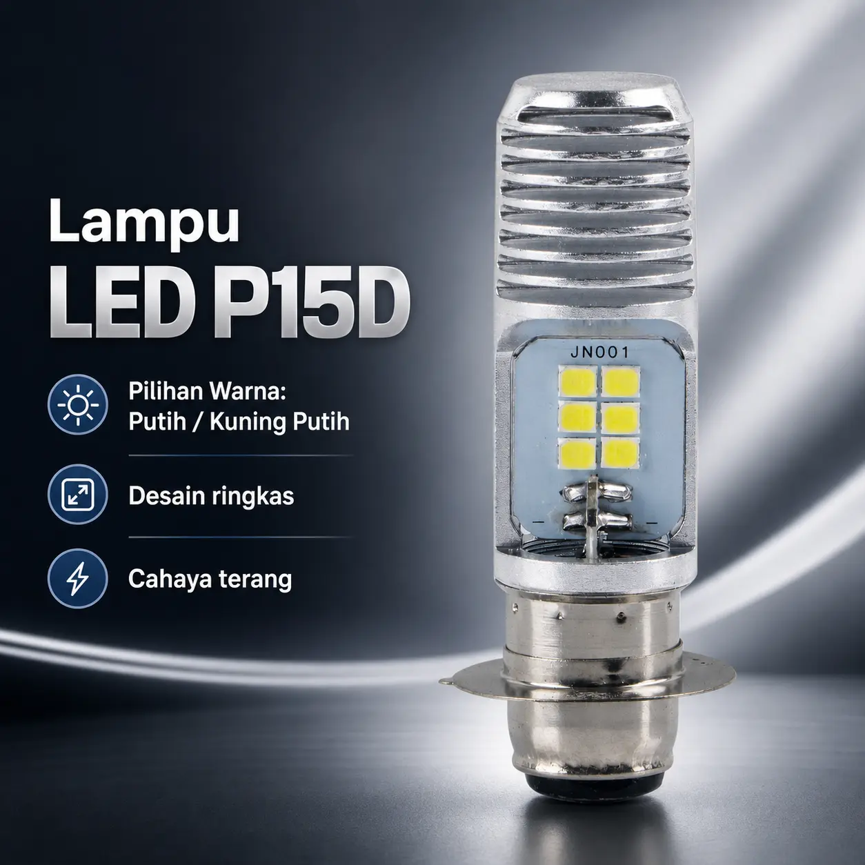 Lampu Depan Mobil P15D Bohlam LED 1 Pcs Pilihan Warna Cahaya Putih Murni atau Kuning Putih