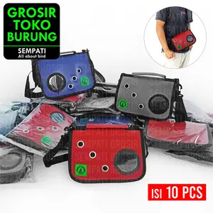 SEMPATI GROSIR Tas Untulan Burung Hamster Sugar Glider Gecko Reptil Travel Pet Bag 2in1 Jendela Minimalis Isi 10 Pcs Tas Slempang Jinjing Tas Gendongan Kucing Anabul  Kitten Landak Mini