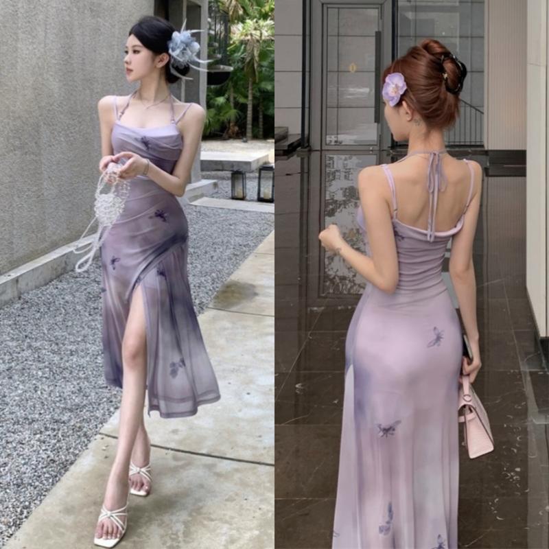 7865 đầm body dáng dài cúp ngực hở lưng đầm xinh nhẹ nhàng tiểu thư hela ren dài tiểu thư dáng dài