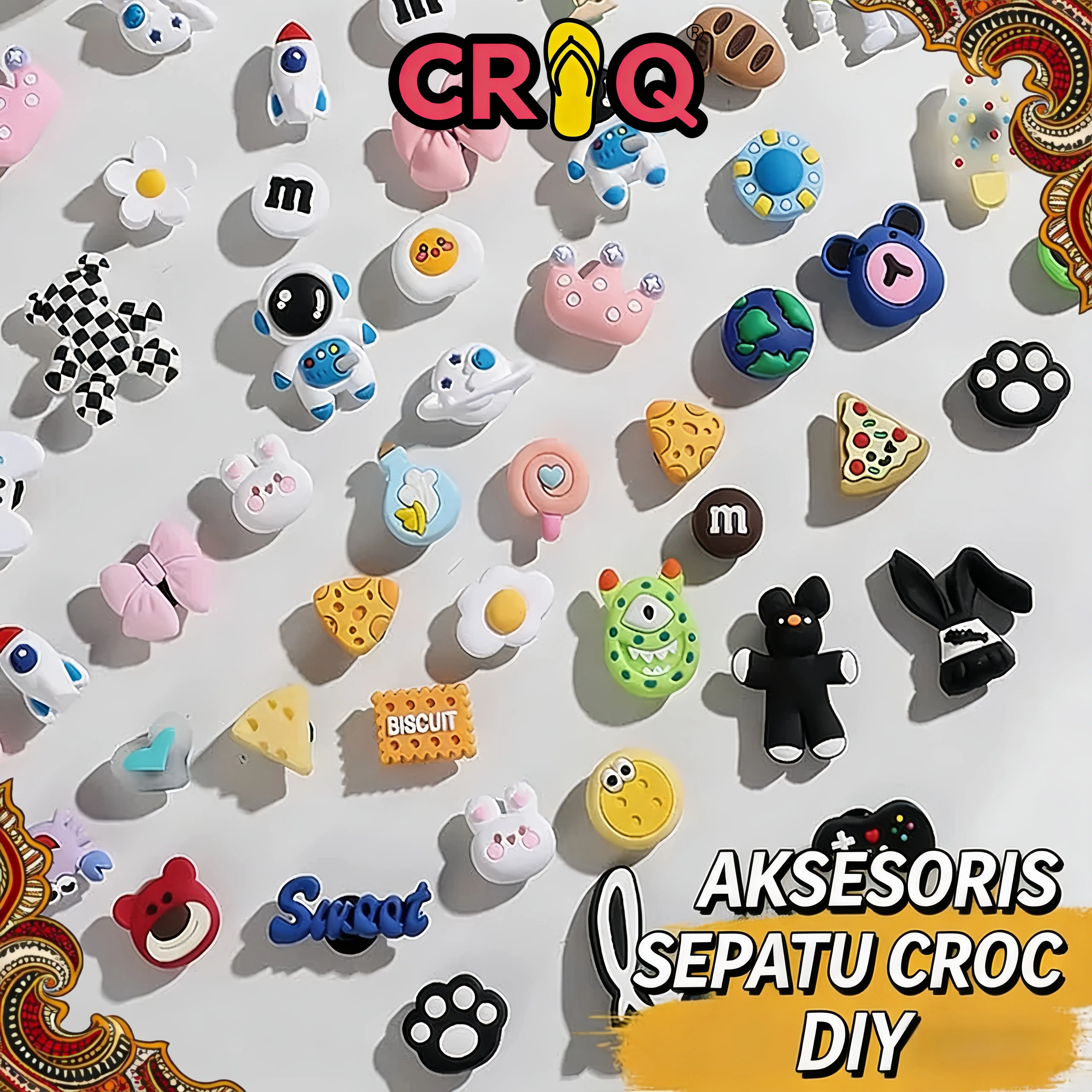 CRIQ-Aksesori Sandal DIY/Aksesoris Sandal Lucu Boneka Kartun/Bunga/Beruang/Anak Anjing