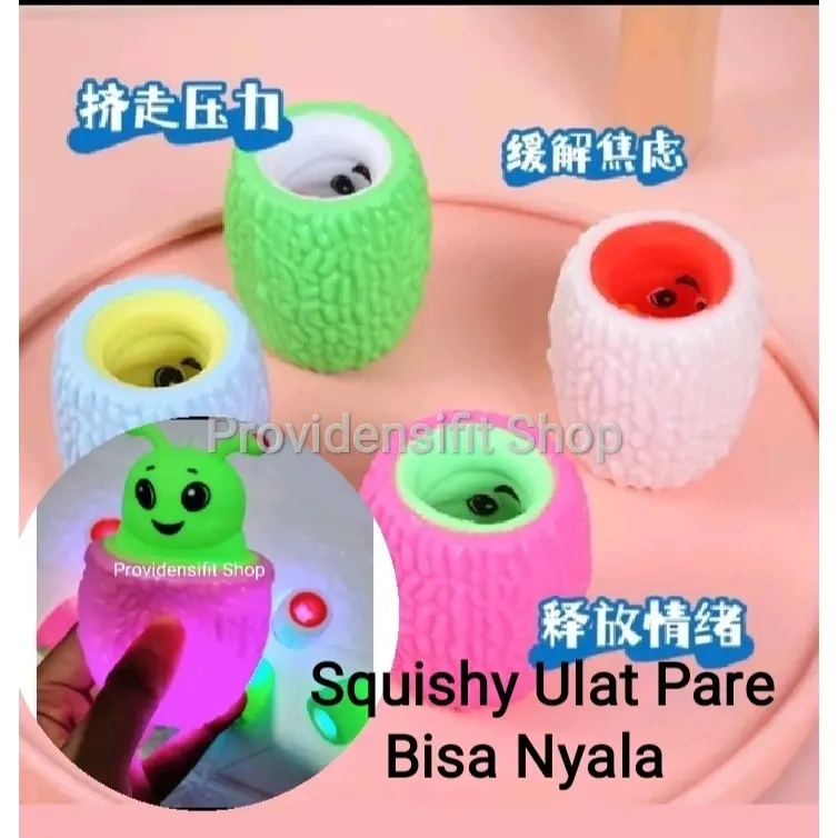 Promo Squishy Ulat Pare/Mainan Squishy Pencet Ulat Dengan LED BisaNyala