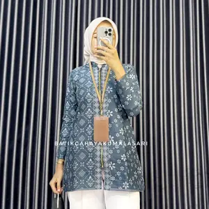 Tunik Pendek Batik Wanita Lapis Trikot Motif ROMECCA - Baju Kerja Wanita Bahan Katun Prima