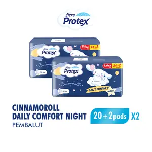 Hers Protex Pembalut Daily Comfort Night Cinnamoroll bag 20+2 x2