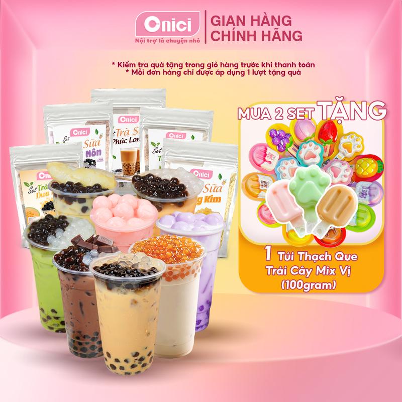  Trà Sữa Trân Châu 9 vị  set lớn 30-35 ly  BẾP CỦA MẸ ONICI set nguyên liệu trà sữa trân châu - kèm Công Thức nấu 