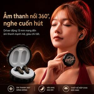 Tai Nghe Bluetooth Không Dây Bán In-Ear Thiết Kế Nắp Chai, Âm Thanh Stereo Vòm 360°, Đeo Nhẹ Thoải Mái Cho Đi Làm, Văn Phòng, Tập Luyện Và Nghe Nhạc Hằng Ngày