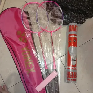 VARIAN PINK RAKET BADMINTON PAKET LENGKAP 2 RAKET 2 HANDGRIP 1 TAS 1 SLOP KOCK ISI 12 BJ