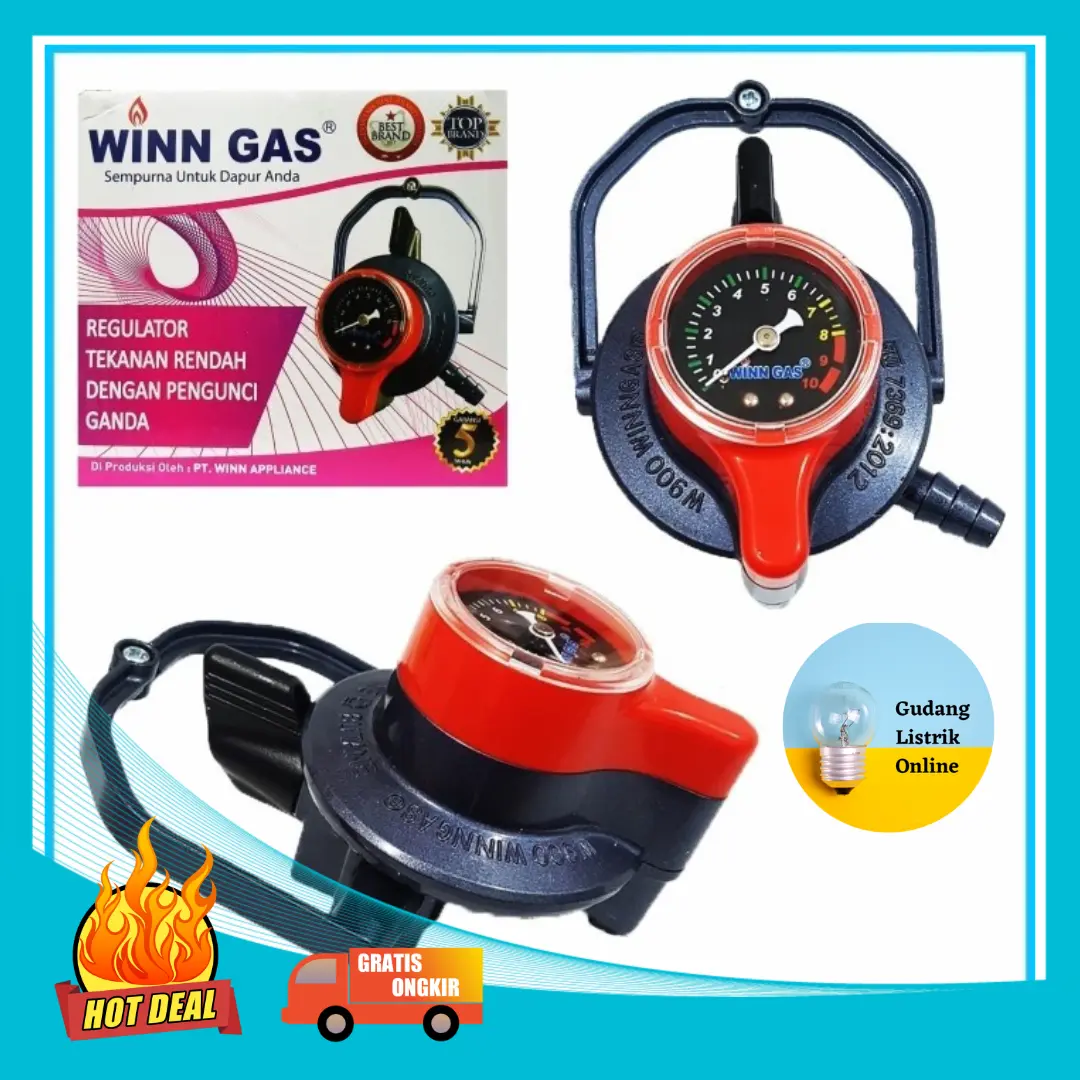 Regulator Gas Winn Gas Meter W-900MS dengan pengaman anti bocor