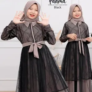 GAMIS Premium dengan Etnik Brocade / Set Gamis dan jilbab anak remaja dewasa / Set Gamis Jilbab Simple dan Elegan / Set Gamis by oribelle Kids Airflow Baju Crinkle Muslim Syari Dress Lebaran Panjang Tanggung Mewah