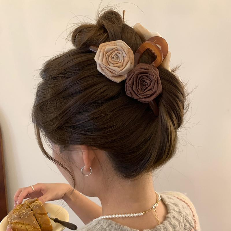 Kẹp Tóc Càng Cua Hoa Hồng, Phong Cách Thanh Lịch, Dành Cho Phụ Nữ Và Trẻ Em Gái, Kẹp Tóc, Phụ Kiện Cài Tóc Bằng Nhựa