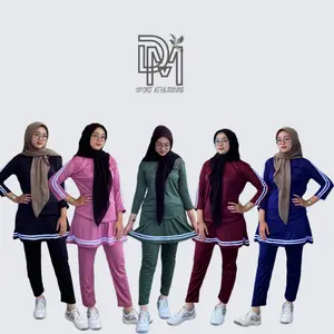 "NEW'  Set Baju Olahraga 3in1 dengan Rok Celana Legging Skirt Baju Senam dan Baju Olahraga Muslim Hitam Panjang Setelan 2025