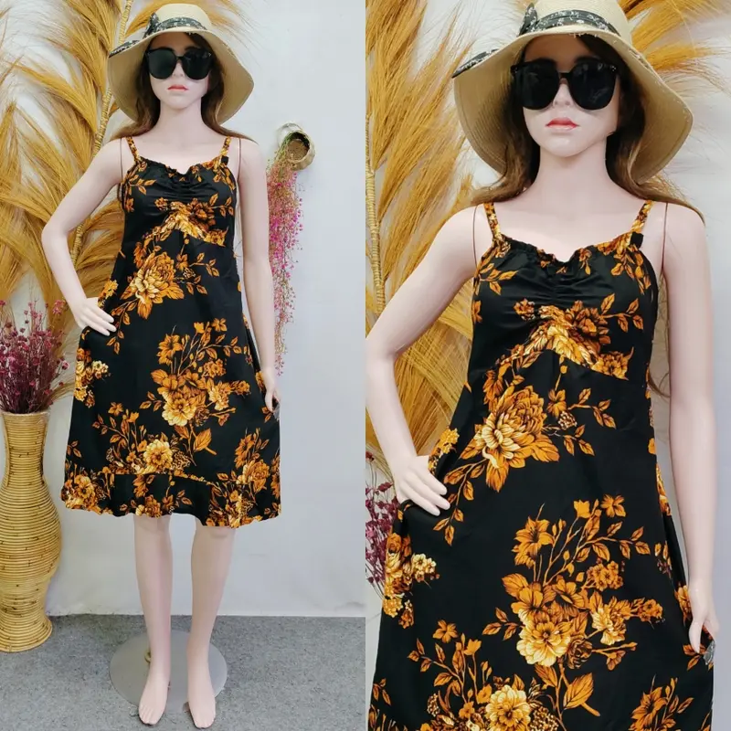Dress Sophia Ruffle Karet Punggung Rayon Nyaman Adem 7