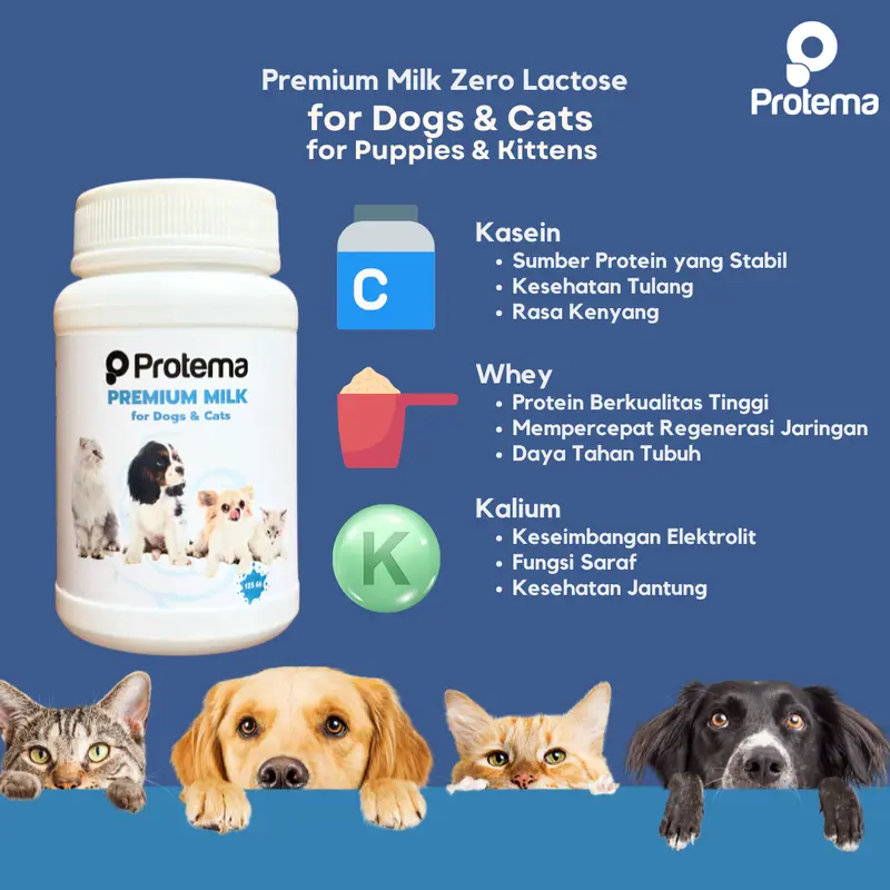 PROMO SUPER EXCLUSIVE - NATURAL PREMIUM MILK FOR CATS & DOGS | PROTEMA | 125 GR | SUSU KUCING DAN ANJING, MULTIVITAMIN LENGKAP DAN NUTRISI SEIMBANG 2