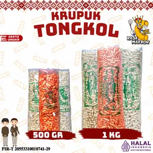 KRUPUK TONGKOL Original, Balado dan Lombok ijo Hijau Pedas Cemilan Food Snack kerupuk 500gr & 1kg