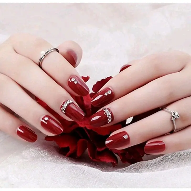 Ready!!! Kuku Palsu 3D Free Lem Gel Gratis Toolkit ,Fake nails Maroon