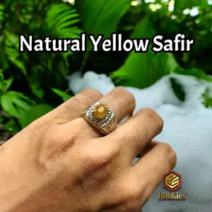 Cincin Natural Batu Yellow Safir 100% Batu Alam