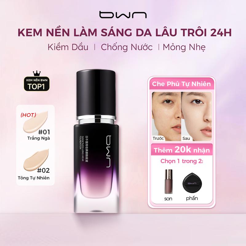 Kem Nền Lâu Trôi 24H BWN Lì Mịn Hoàn Hảo, Chống Mồ Hôi & Không Trôi Chất Nền Nhẹ Thoáng Phù Hợp Cho Da Dầu Da Hỗn Hợp