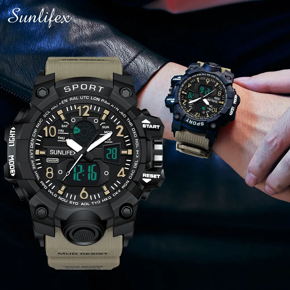 【003 Harga telah diganti, cepat beli】Sunlifex Jam Tangan Pria Digital Analog Multifungsi Olahraga Jam Tangan Cowok Original   SLD005