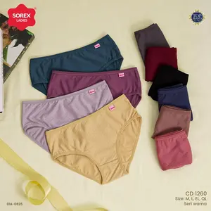 Sorex 1260 Katun Daily Pants (isi 3, 6, 12 pcs) Cd/Celana Dalam Wanita pola Midi Berpori Lembut Adem Nyaman Seharian