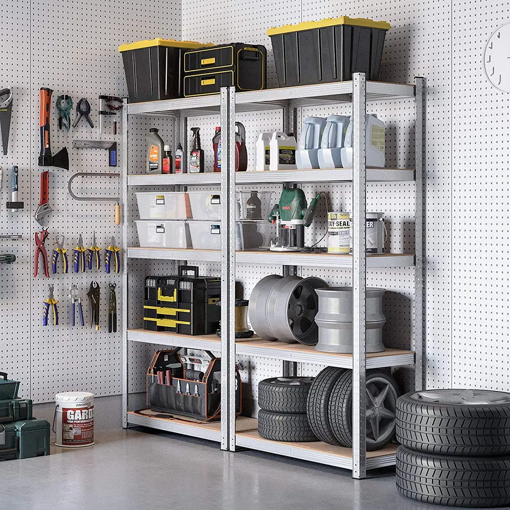 【SG-STOCK】5-Layer Shelf Air-Raid Shelter Iron Shelf Rust-Proof Storage Shelf Bookshelf Adjustable Height Storage Rack Flower Rack Organiser Steel Wooden Baking Installation Paint