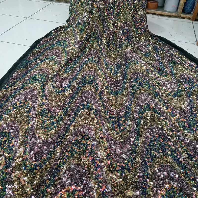 BAHAN/KAIN TILLE SEQUIN ABSTRAK TERBARUU/KAIN MOTIF GELOMBANG 3