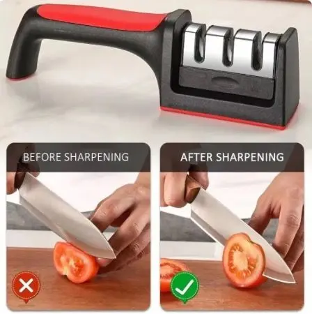 3 Slots 3 Segment Ceramic & Tungsten Carbide Grinding Disc Multifunctional Knife & Scissor Sharpener