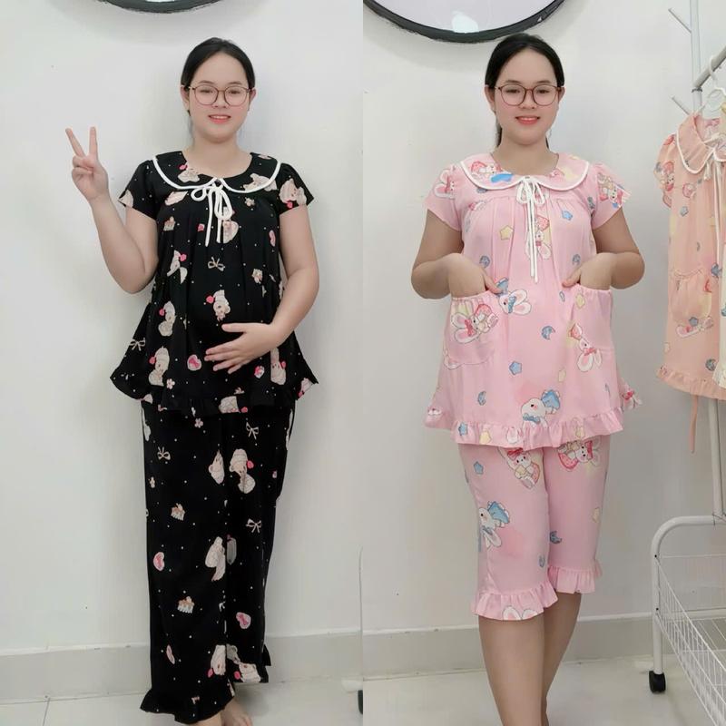 45-70KG Bộ Bầu lửng dài chất vải lụa MANGO mềm mại cho mẹ bầu quần lưng thun co giãn Váy Bầu Đầm Bầu DB007