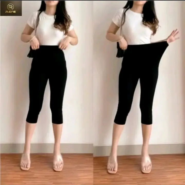 LEGGING KAOS 3/4 SOFT RAYON - Legging Pendek Bawah Lutut - Celana Wanita Tebal Nyaman 1