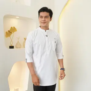HIMADA OFFICIAL Koko Abrar Pendek 3/4 Dewasa Kurta Baju Muslim Pria Dewasa Polos Lengan Pendek 3/4 Koko Sunnah