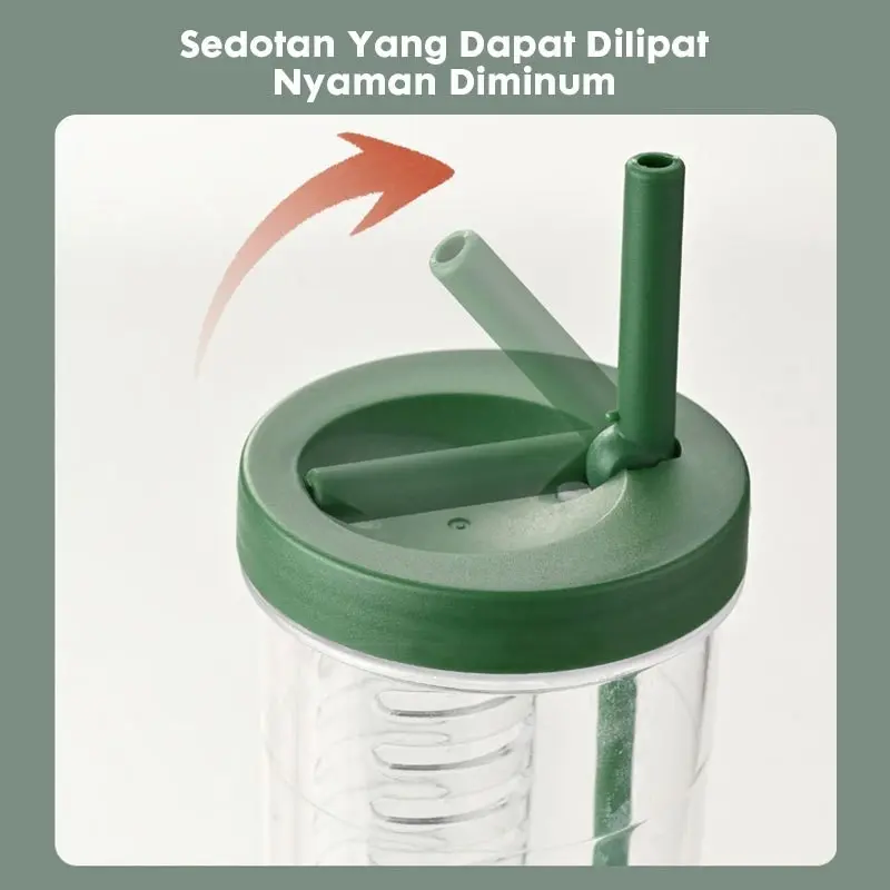 Botol Minum Infused Water 780ml Dengan Sedotan Lipat Tumbler Minuman Buah Segar 2
