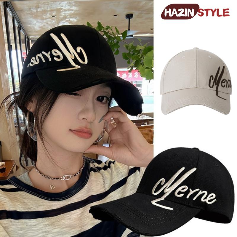 Mũ Lưỡi Trai Nam Nữ Hazin Thêu Chữ Merne Bên Hông Nón Kết Phối Rách Cá Tính Thời Trang Đẹp Trẻ Trung Form Cứng Chất Vải Kaki Cao Cấp