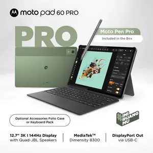 Motopad 60 Pro - 8GB/256GB - Dimensity 8300 - 12.7 inch - 3K 400nits 144Hz - JBL with Dolby Atmos - 10200mAh - With Moto Pen Pro