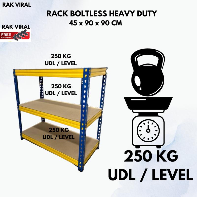 RACK HEAVY DUTY 3 LEVEL 45CM X 90CM X 90CM , MAXIMUM LOAD 250KG ...