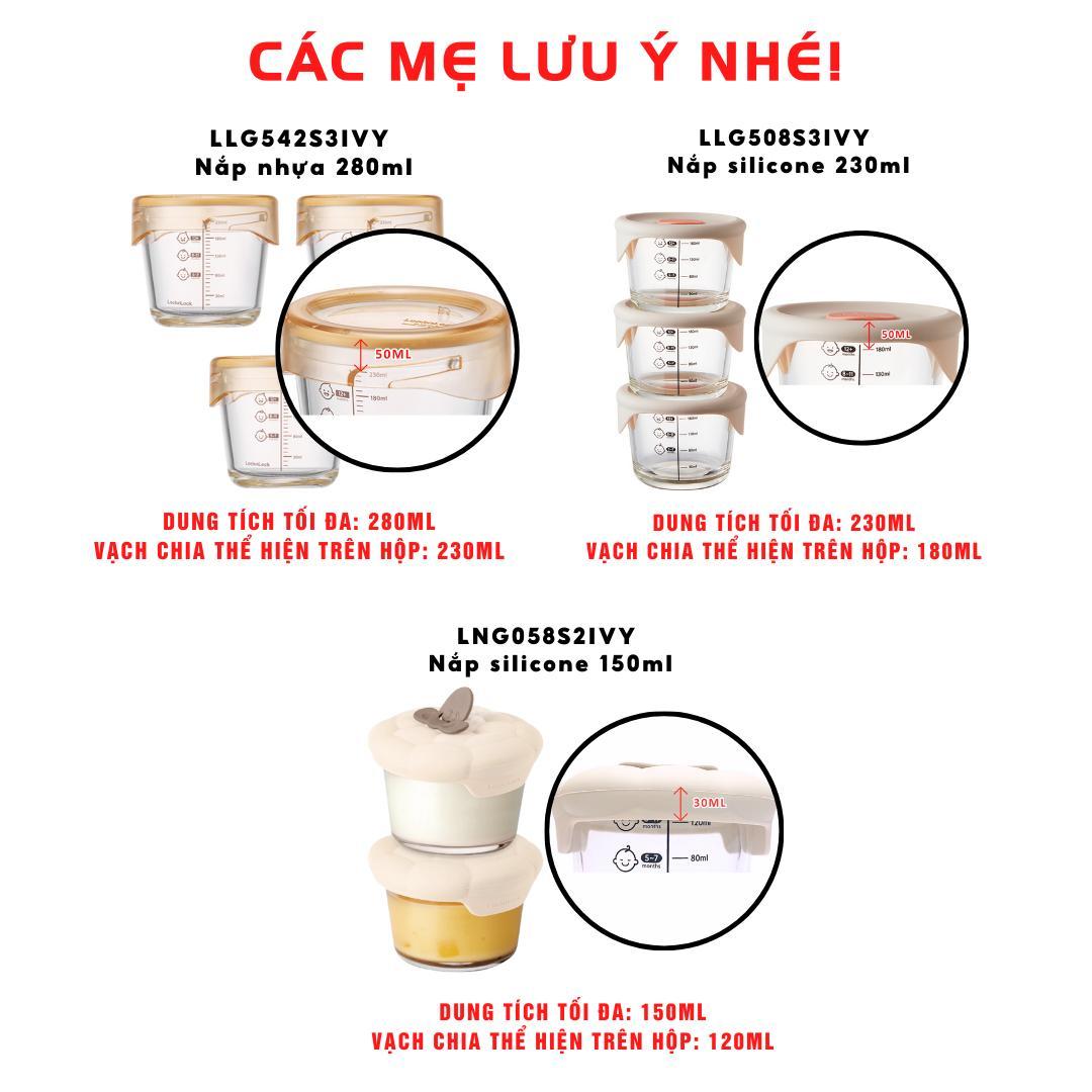 Hộp Thủy Tinh LocknLock Đựng Thức Ăn Dặm Cho Bé 120ml / 180ml / 230ml 2