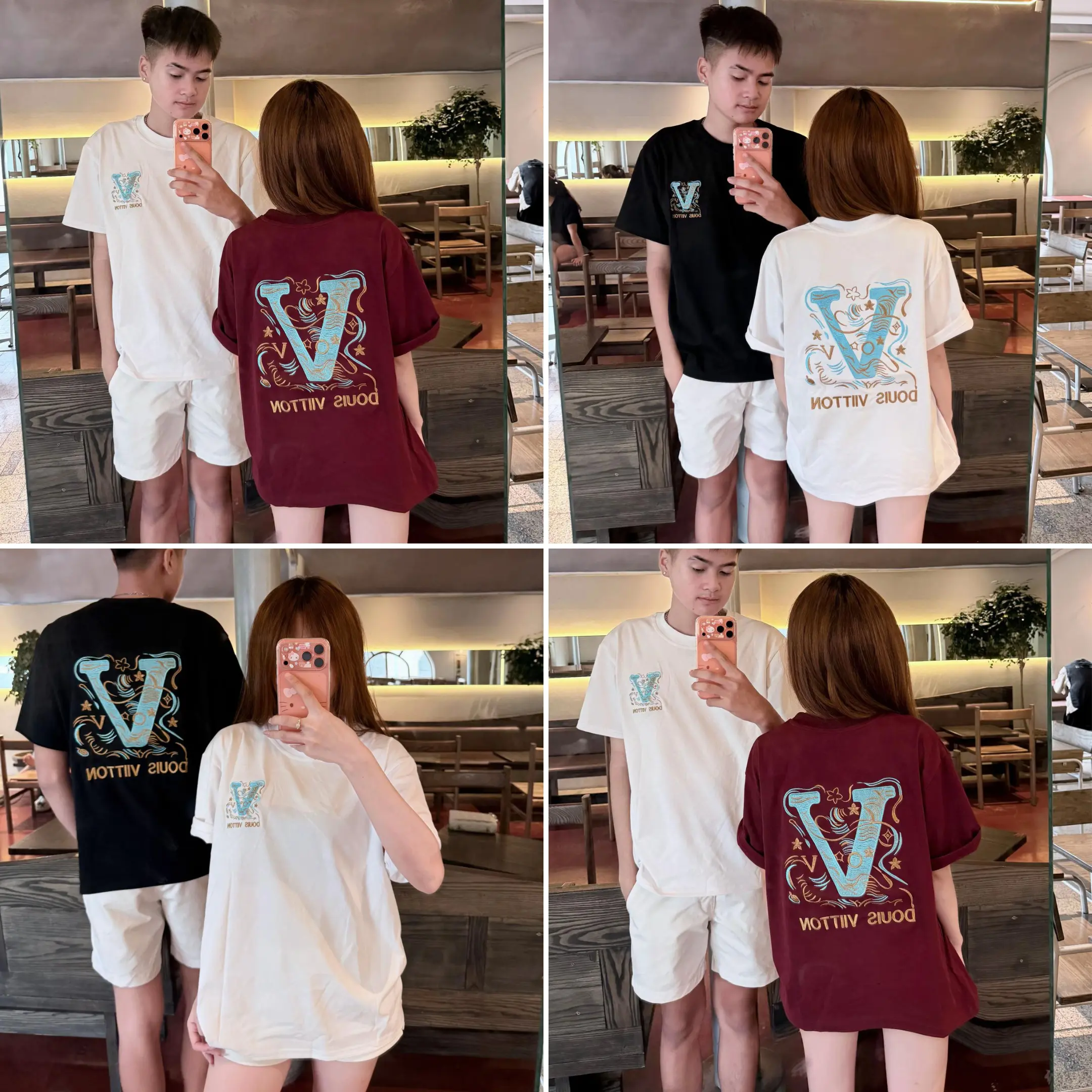 Áo Thun Nam Nữ Full Thêu Chữ Nổi, Chất Cotton Lạnh Co Dãn 4 Chiều Dày Dặn Mềm Mịn Thoáng Mát