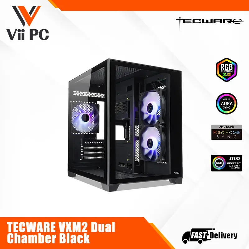 Tecware VXM2 Dual Chamber MATX Case Black