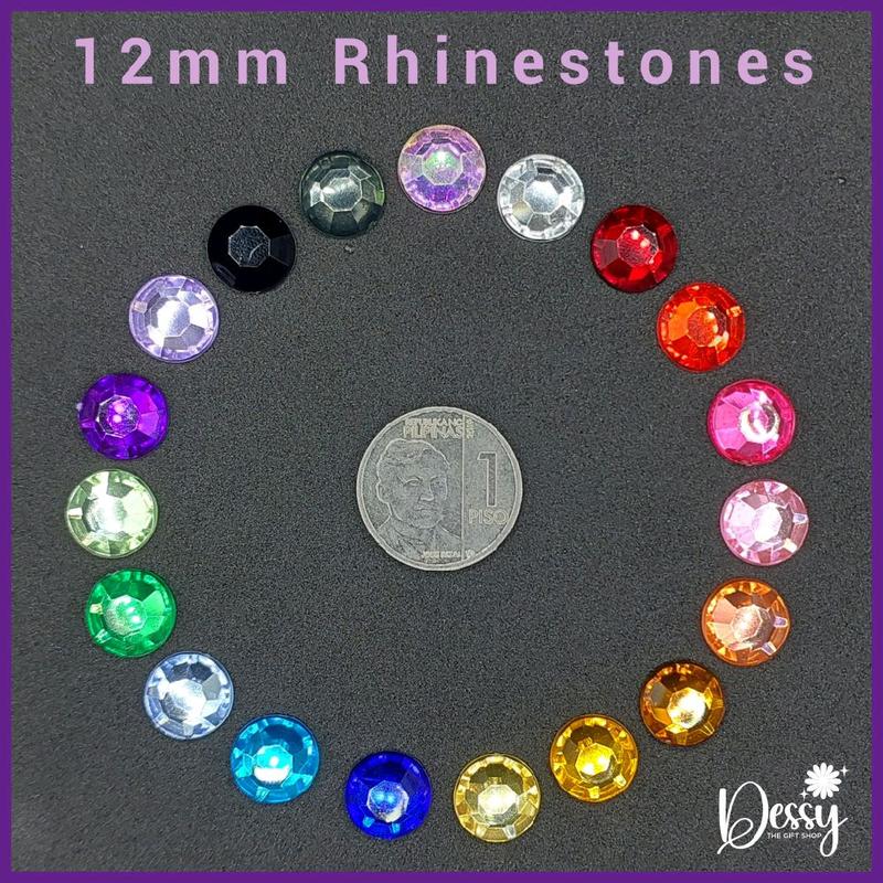 12mm Rhinestones Silver Bottom 20 pcs - Glitter Gems Gown Sewing ...