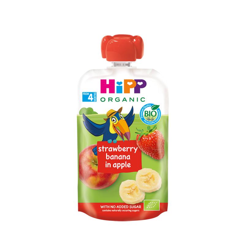 Túi trái cây hoa quả nghiền Organic HiPPiS đủ vị 100g bổ sung vitamin dưỡng chất - Nhập khẩu châu Âu