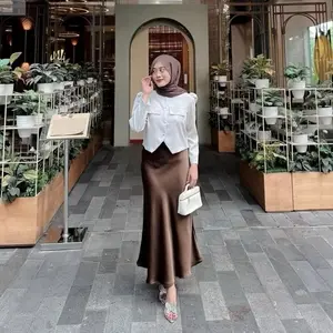 Satin Long Skirt - Rok Satin  Panjang - S sampai 3XL -  Rok Satin Panjang Rok Duyung Satin Flowy Mermaid Skirt Hijab Muslimah Trending