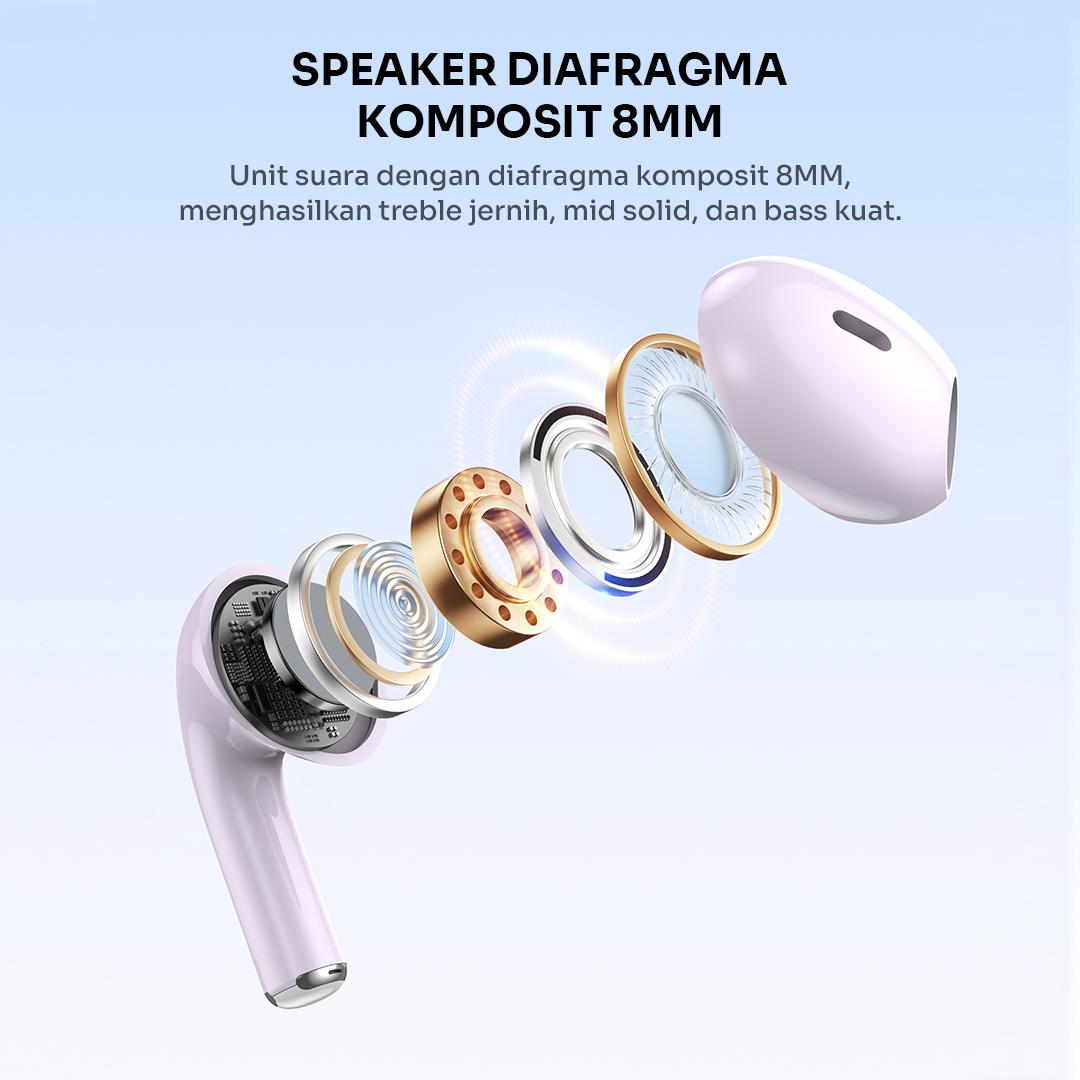 ROBOT Enco Buds 4 TWS Earbuds Headset Bluetooth 6.0 Tahan Air IPX4 Full Bass 28 Jam Baterai Garansi 1 Tahun Bisa COD