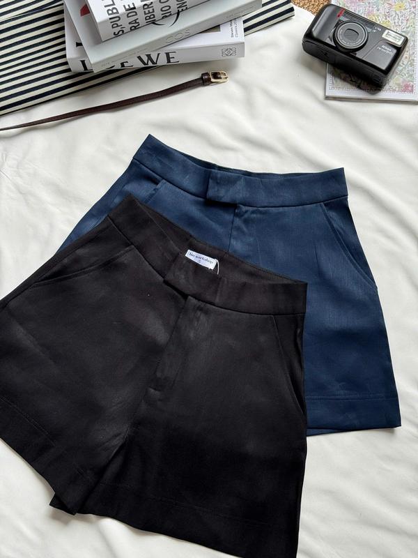 HINWORKSHOP LINEN TƯNG Quần short lưng cao hack dáng Chất vải Linen Tưng Premium hàng cao cấp có nhăn sang trọng cho phái đẹp