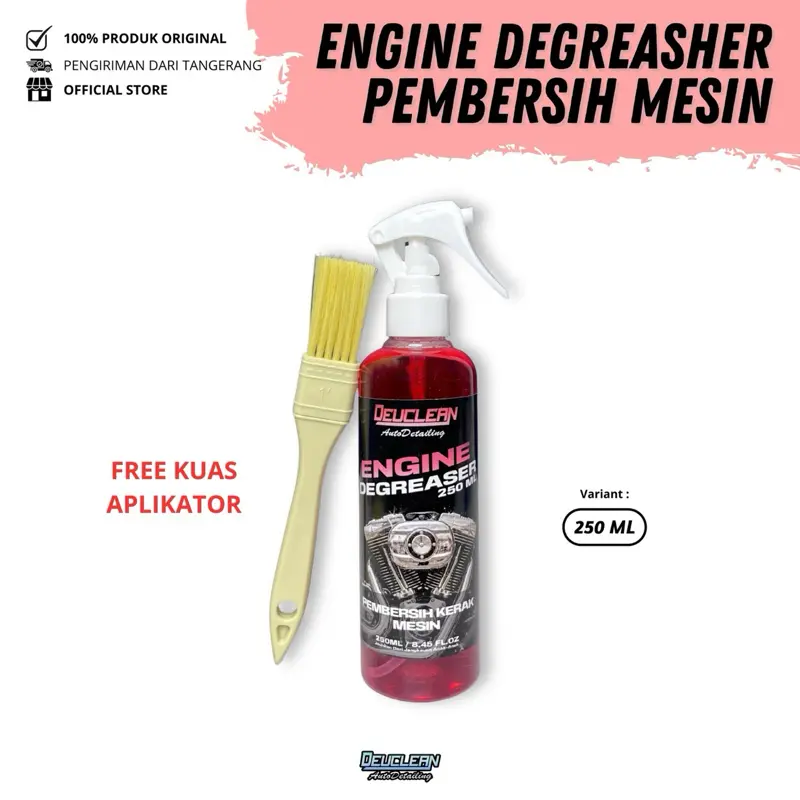 Termurah !!! Engine  Degreaser | Pembersih mesin/kerak spray 250Ml by Deuclean Auto Detailing (warna merah)