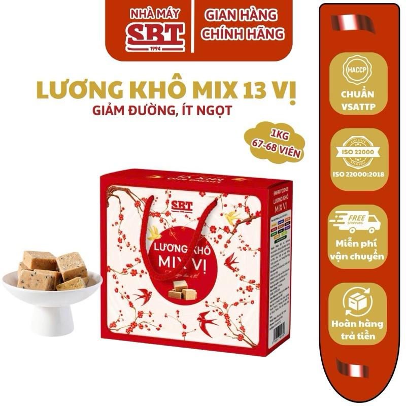  Hộp Lương Khô 1KG Tết 2026 nhà máy SBT mix 13 vị ngũ cốc và hoa quả thơm ngon 