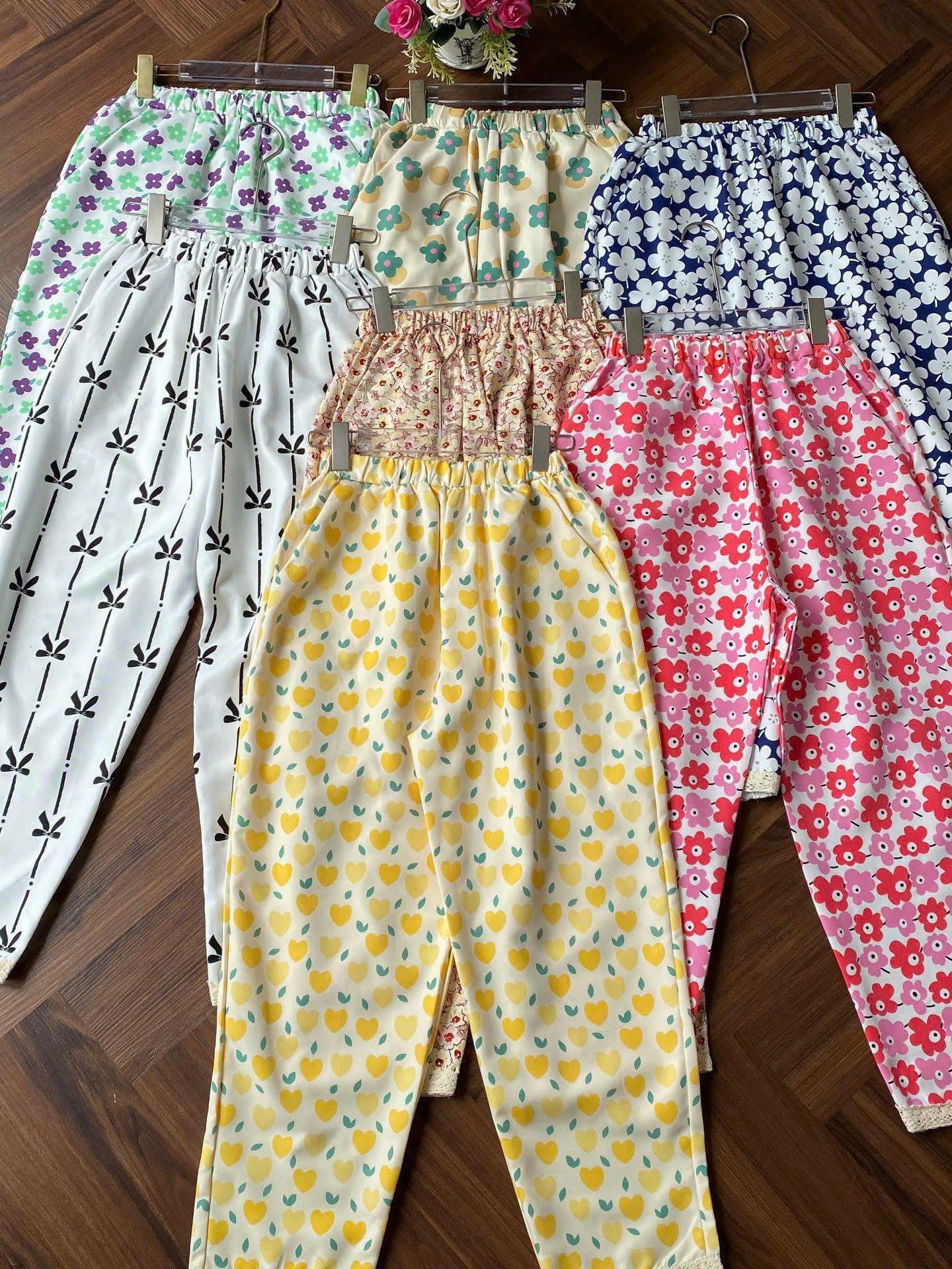 Quần Baggi Nữ Hoa Nhí Vải Cotton Xốp Cạp Cao Thời Trang Bigsize Nữ 45-95Kg Women Ong Pants Đen - B.1525