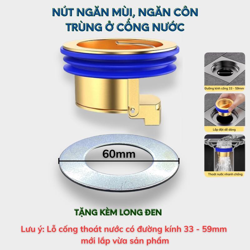 Nắp ngăn mùi, ngăn côn trùng ở cống thoát nước nhà tắm nhà vệ sinh tự đóng mở, chất liệu kim loại chống rỉ
