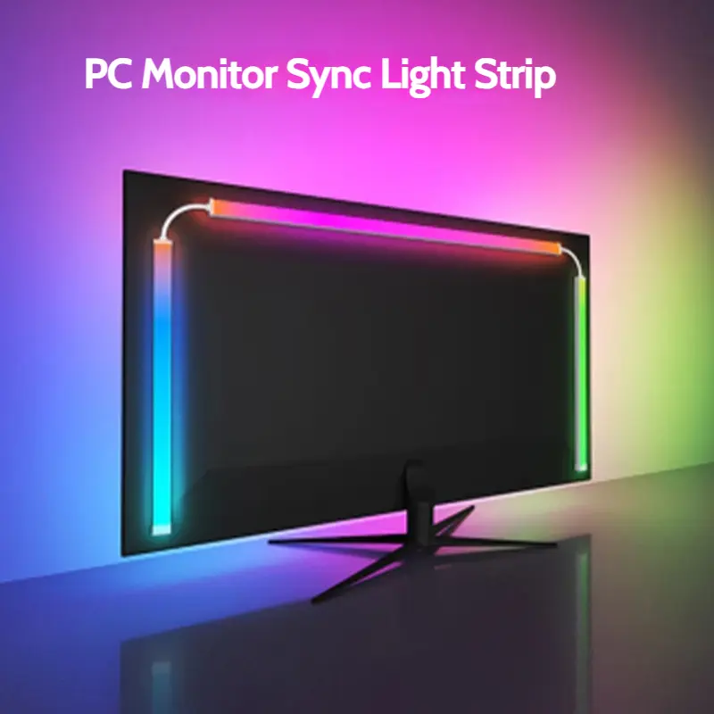 Immersion RGB PC Monitor LED Backlight Strip, USB 5V Dream Color RGB-IC Sync with Computer for Gaming Decoration